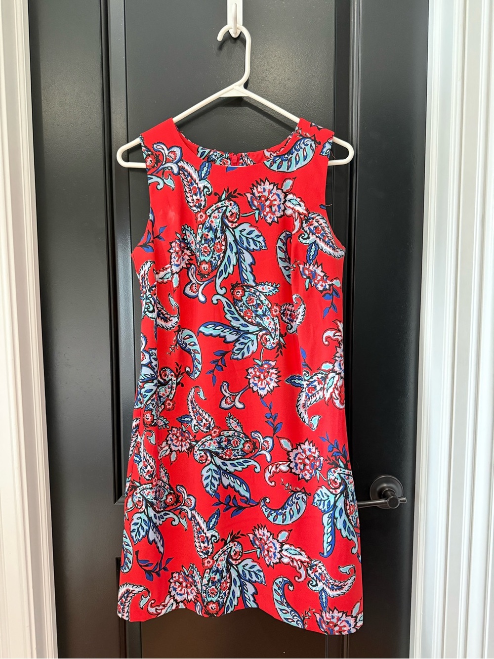 Roz & Ali Red Paisley Print Sleeveless Dress with Pockets